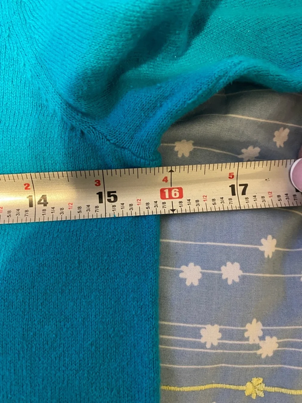 LOFT Teal Scoop Neck Sweater with Cuff Buttons - Picture 6 of 8
